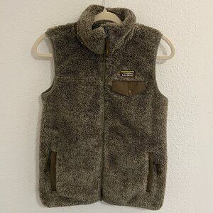 LL Bean Fuzzy Vest Light Brown Size XS